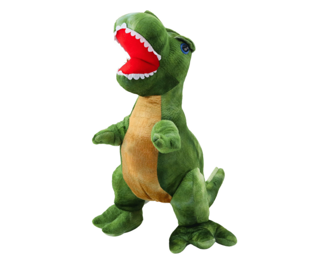 Roheline plush dinosaurus realistliku tekstuuriga