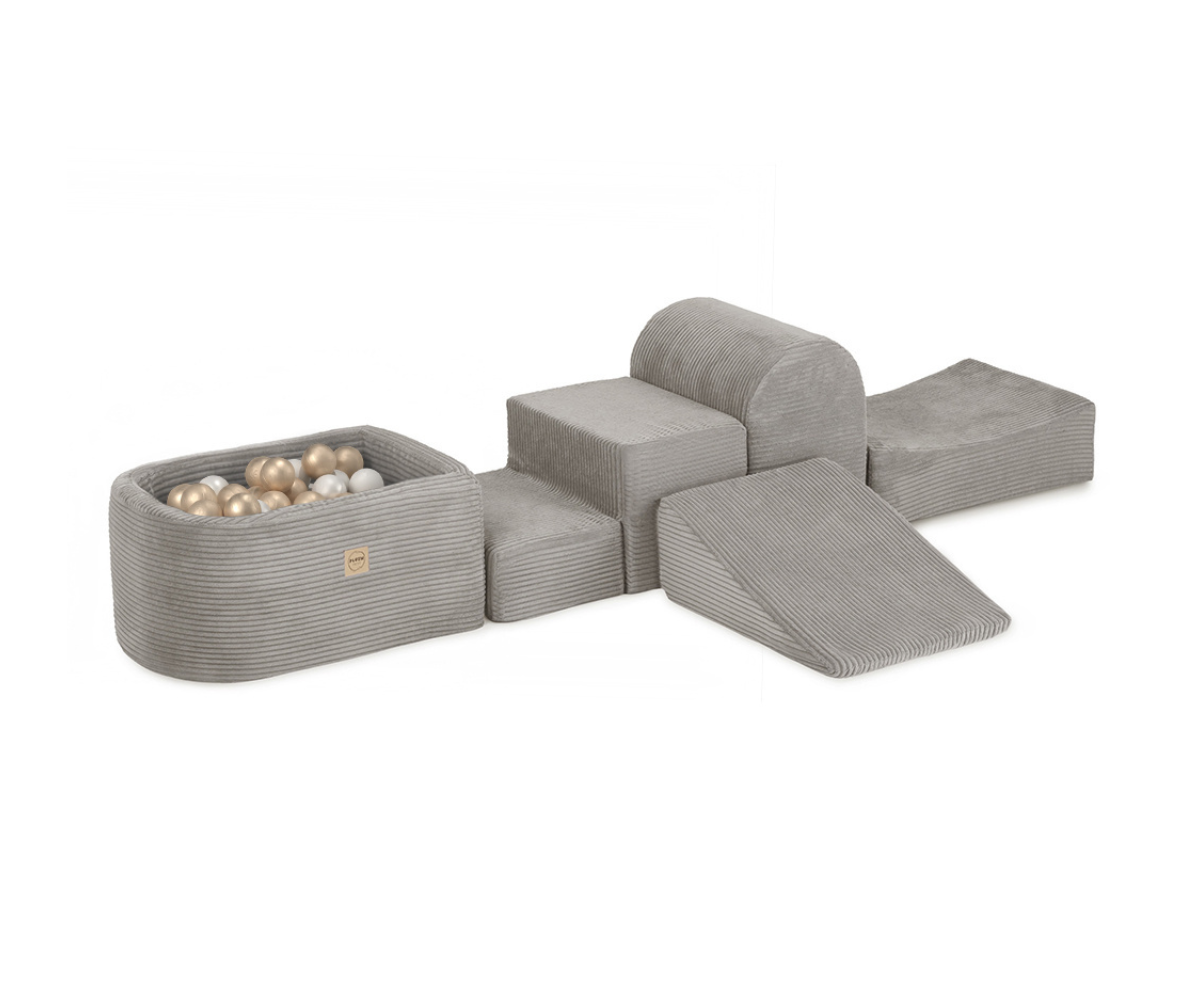 Pehmetest klotsidest mänguväljak basseiniga +100 palli – beežikas-hall velvet 1