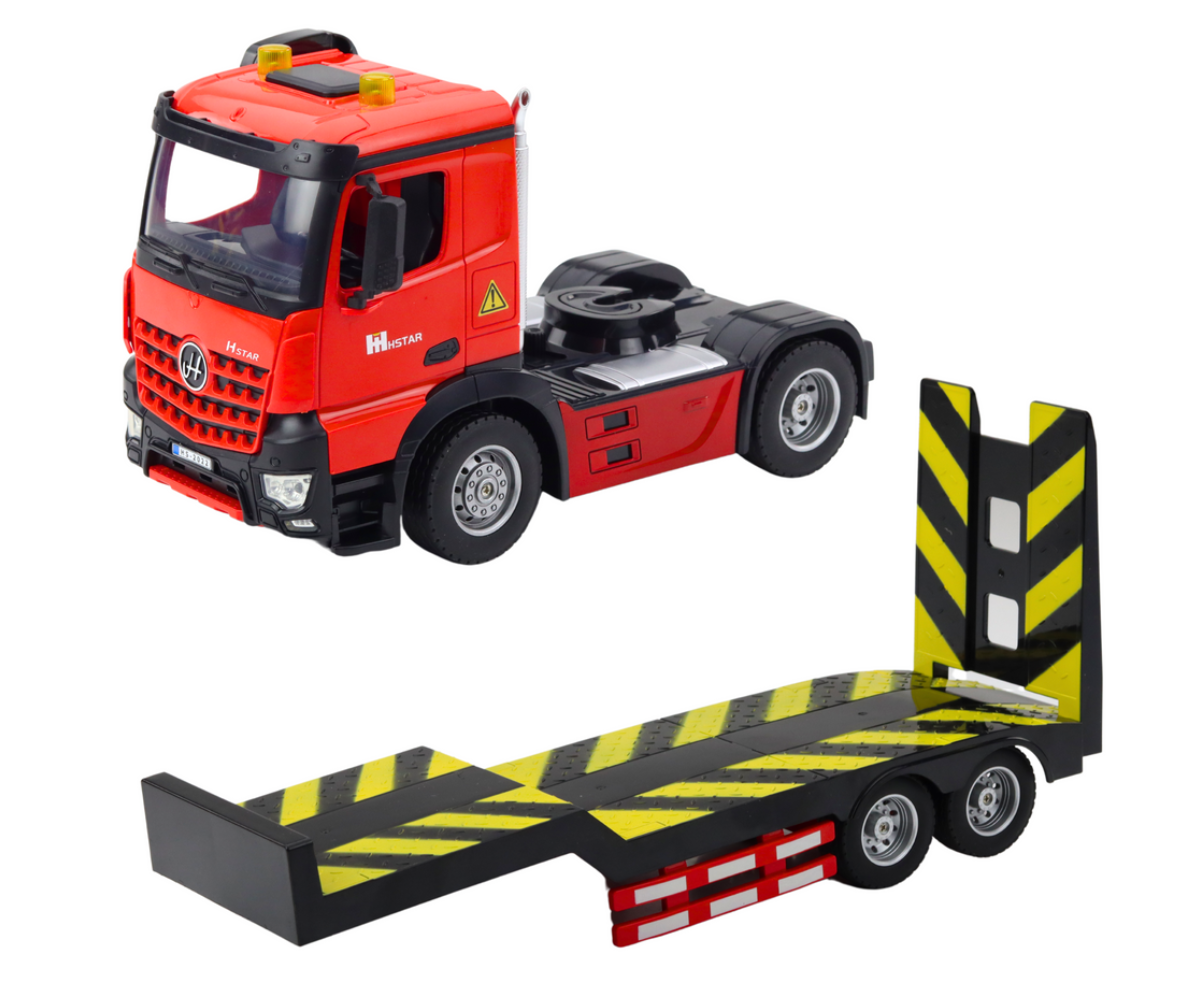 RC autovedaja koos punase laste sportautoga