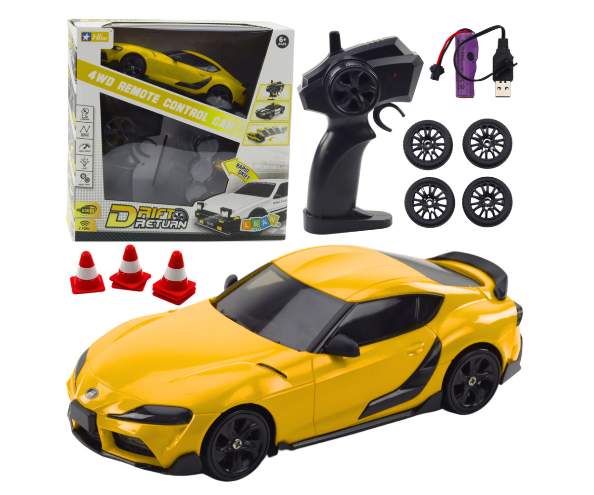 RC drift auto kollane 4WD kaugjuhitav