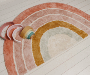 Orgaanilisest puuvillast roosa vikerkaarekujuline vaip Little Dutch