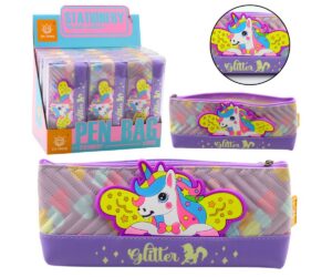 Ükssarviku pinal lilla – maagiline koolikaaslane, mis on täis värvikaid detaile ja lõbusa disainiga.