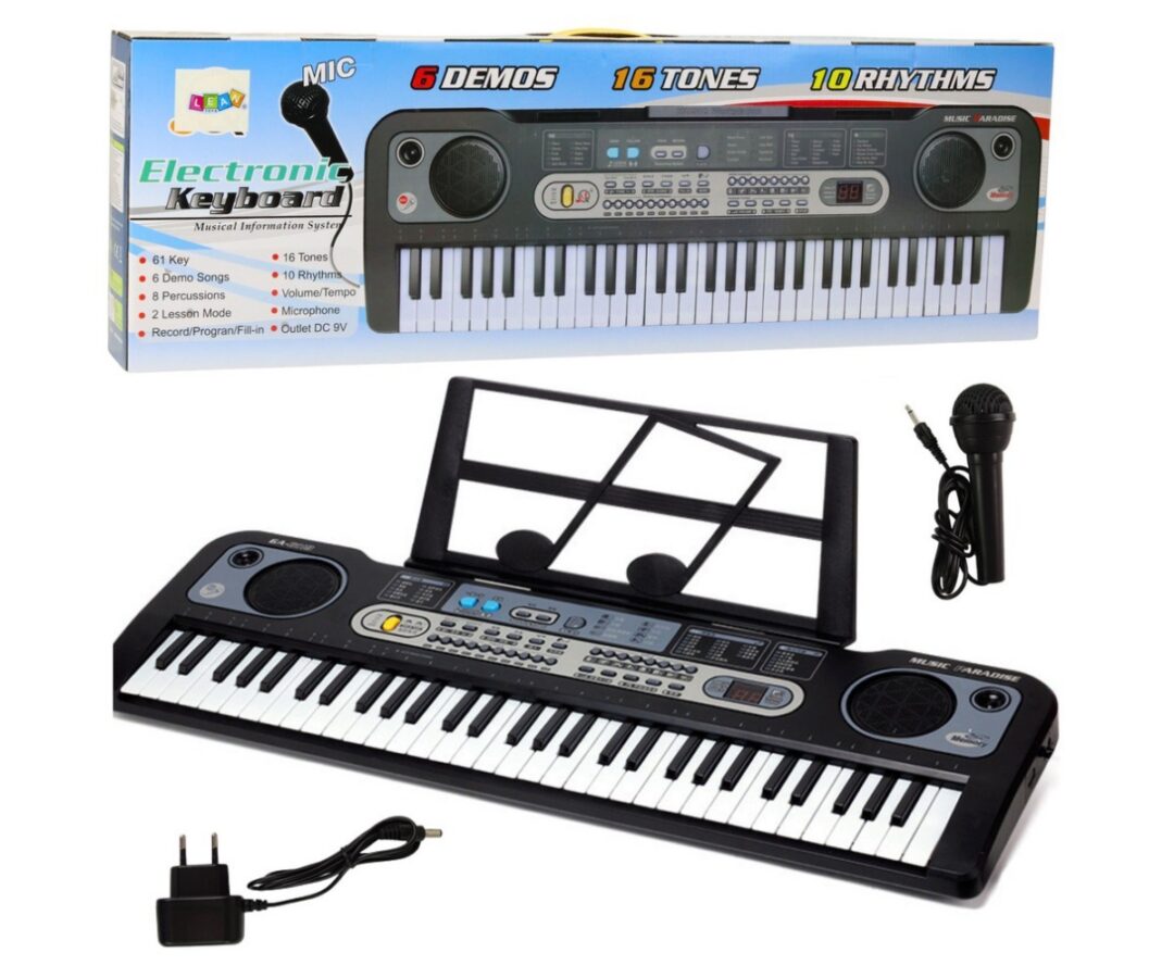 Laste elektrooniline klaver mikrofoniga – must. Klaver koos mikrofoniga, sobib lastele.