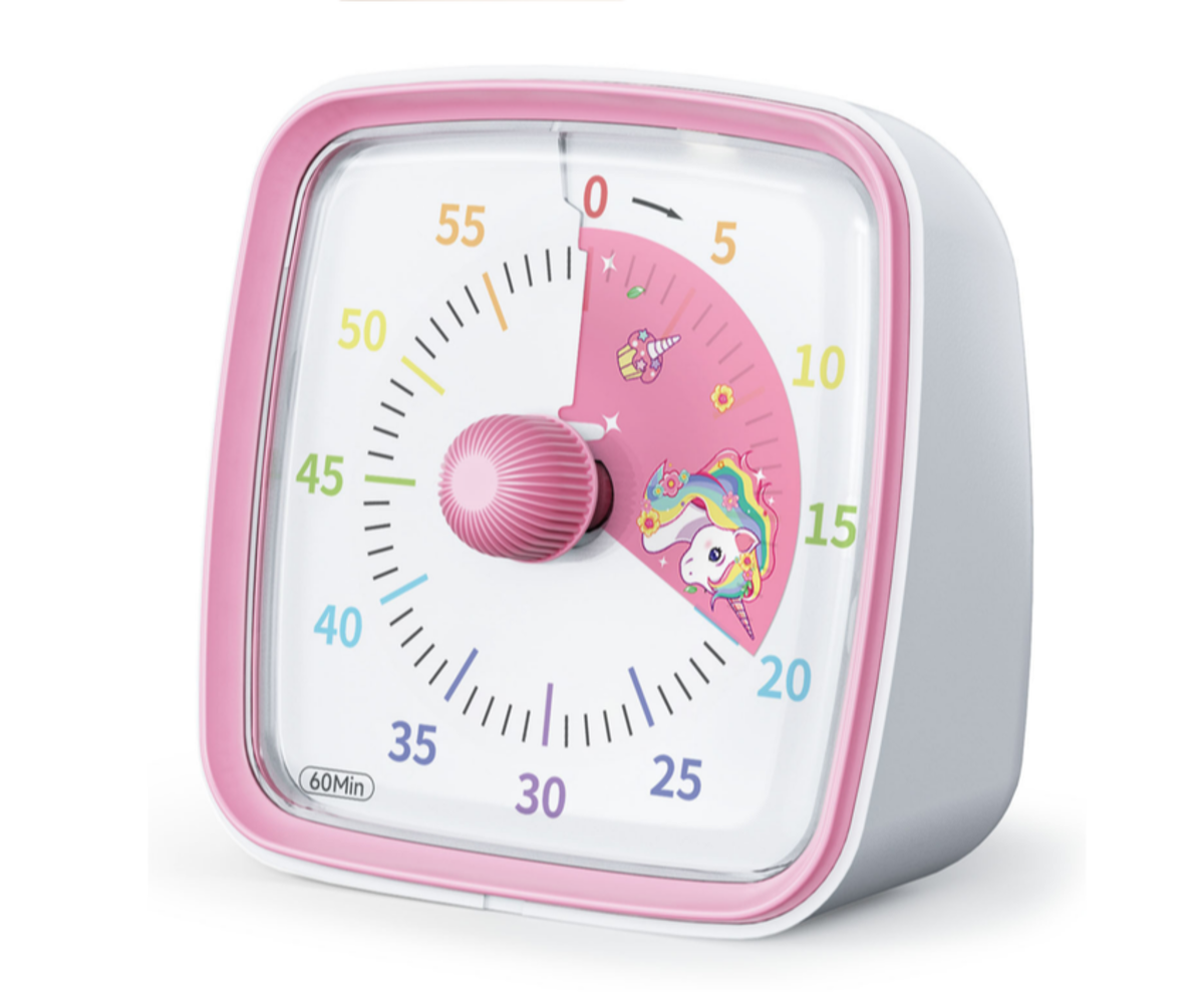 Äratus- ja valgusfunktsiooniga taimer Ükssarvikuga - Lähedalt vaade Äratus- ja valgusfunktsiooniga taimer Ükssarvikuga lähedalt vaadates, selged numbrid ja ükssarviku kujutis.