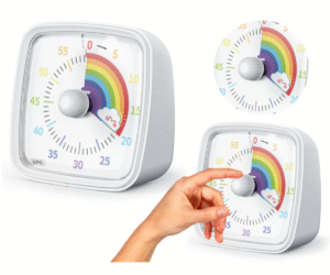 Äratus- ja valgusfunktsiooniga taimer Vikerkaare, roosa ja sinise tooni kaunistustega