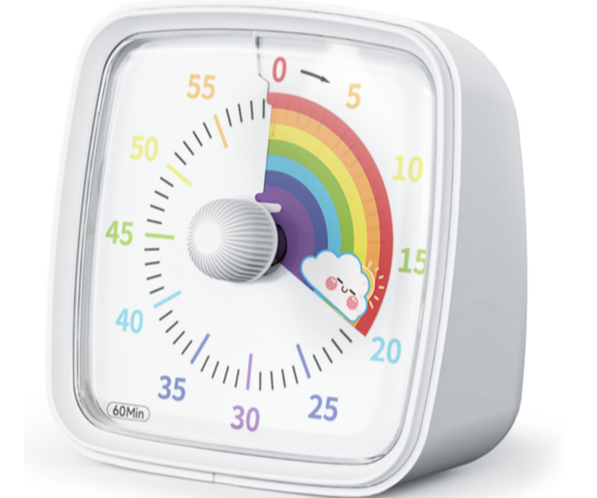 Äratus- ja valgusfunktsiooniga taimer Vikerkaare, erksate värvidega disain