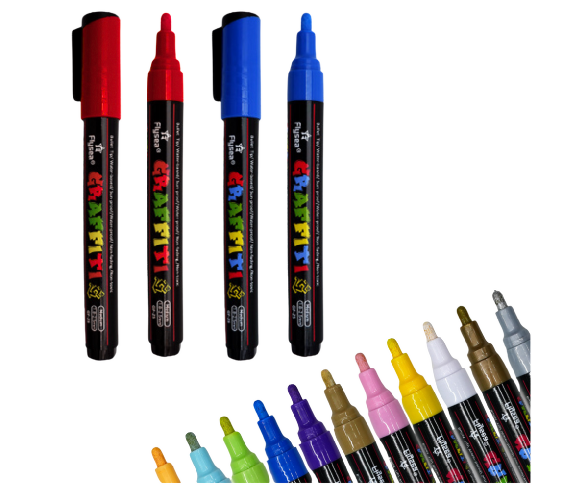 Erinevad akrüülmarkerid komplektist 12 tk – loovuseks igale pinnale