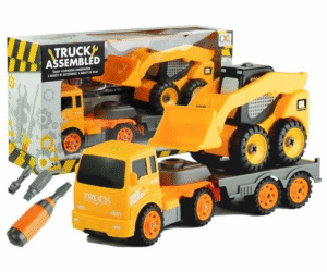 Ehitusautode komplekt – ekskavaator ja haagisega mänguauto lastele