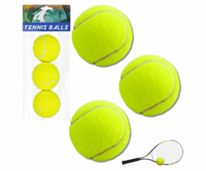 Klassikalised kollased tennispallid kolmest pallist koosnevas komplektis