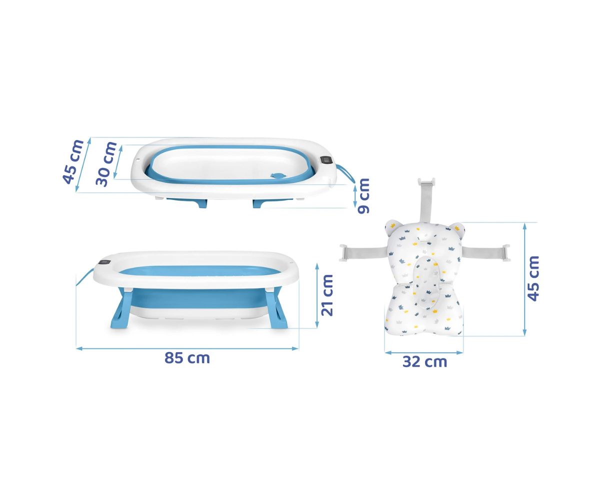Kokkupandav beebivann termomeetri ja beebisisuga Ricokids RK-287 – valge-sinine
