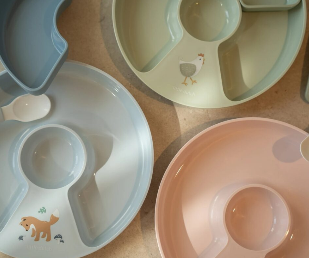 Eemaldatava jaotusega Little Farm taldrik 2–4 sektsiooniga iseseisvaks söömiseks