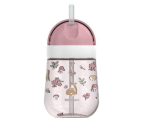 Little Dutch Fairy Garden laste joogitops kõrrega 300 ml roosas toonis liblikate ja lillede mustriga