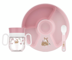 Little Dutch Fairy Garden 3-osaline laste sööginõude komplekt haldjate ja lillede kujundusega