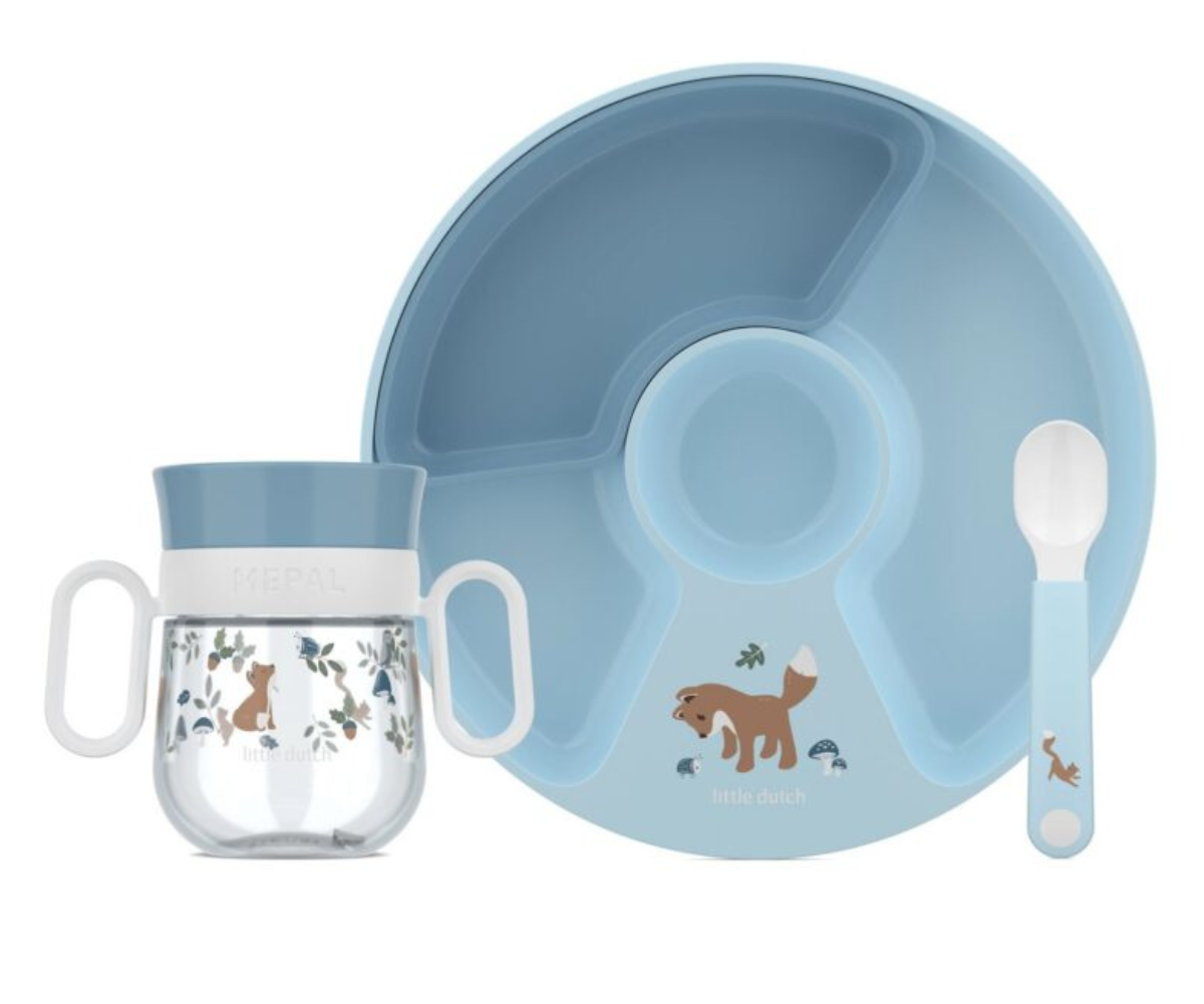 Little Dutch Forest Friends laste sööginõude komplekt kolmeosaline metsaelanike kujundusega