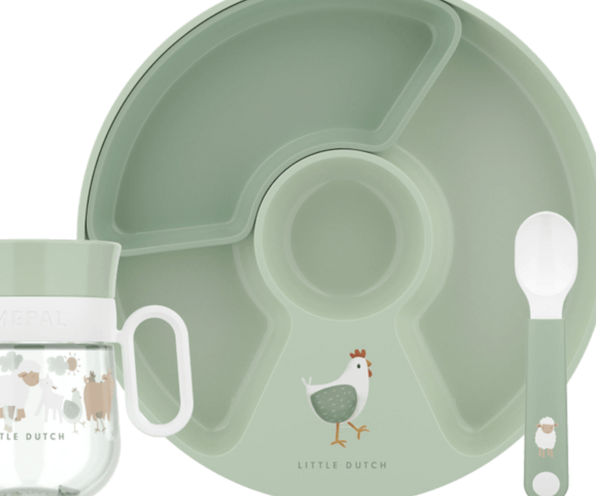 Jaotustaldrik kõrgete servade ja libisemisvastase põhjaga Little Farm disainis