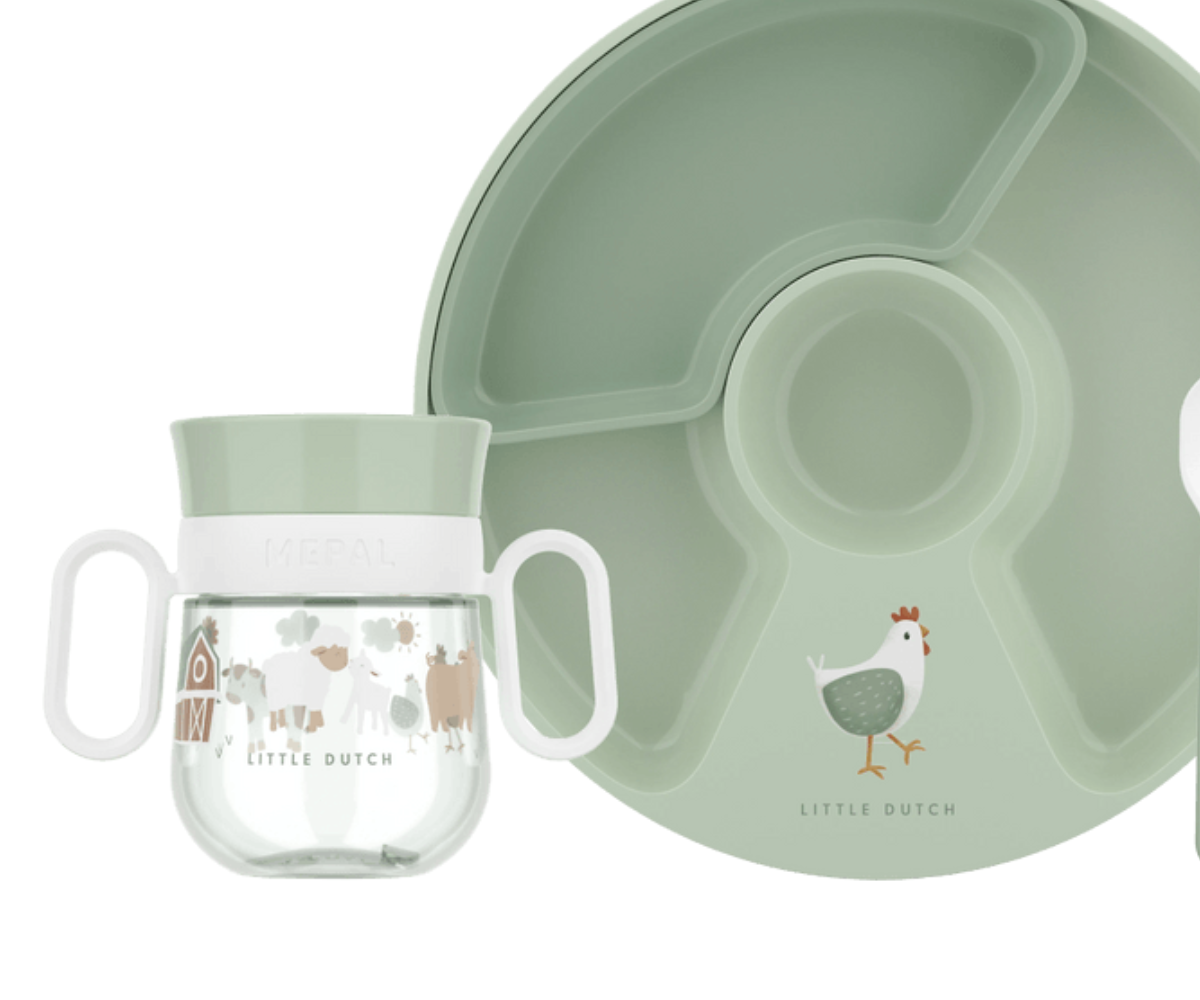 Kaunilt pakitud Little Farm laste sööginõude komplekt ideaalne kingitus väikestele sööjatele