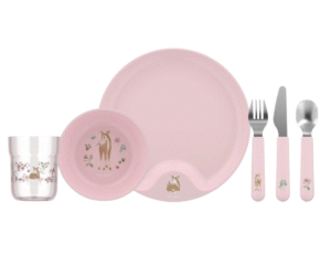 Little Dutch Fairy Garden laste sööginõude komplekt kuueosaline haldjate ja lillede kujundusega