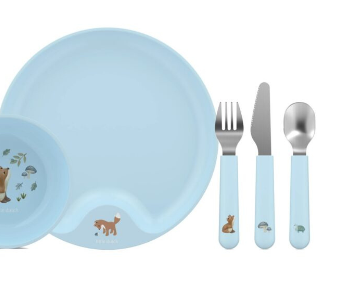 Armas metsaelanike kujundusega laste söögiriistade komplekt iseseisvaks söömiseks