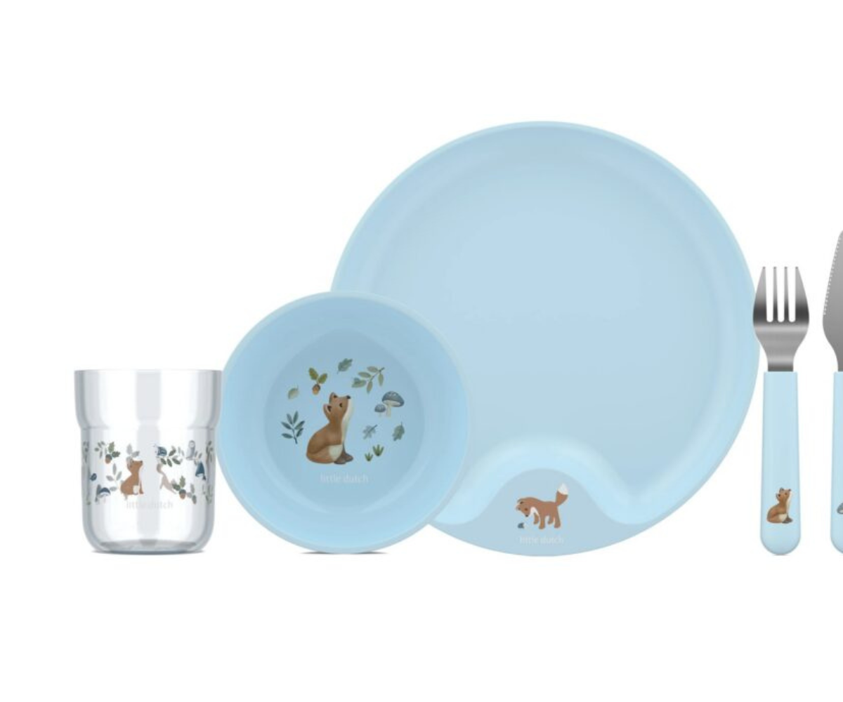 Little Dutch Forest Friends komplekt taldriku, kausi, lusika, kahvli ja joogitopsiga