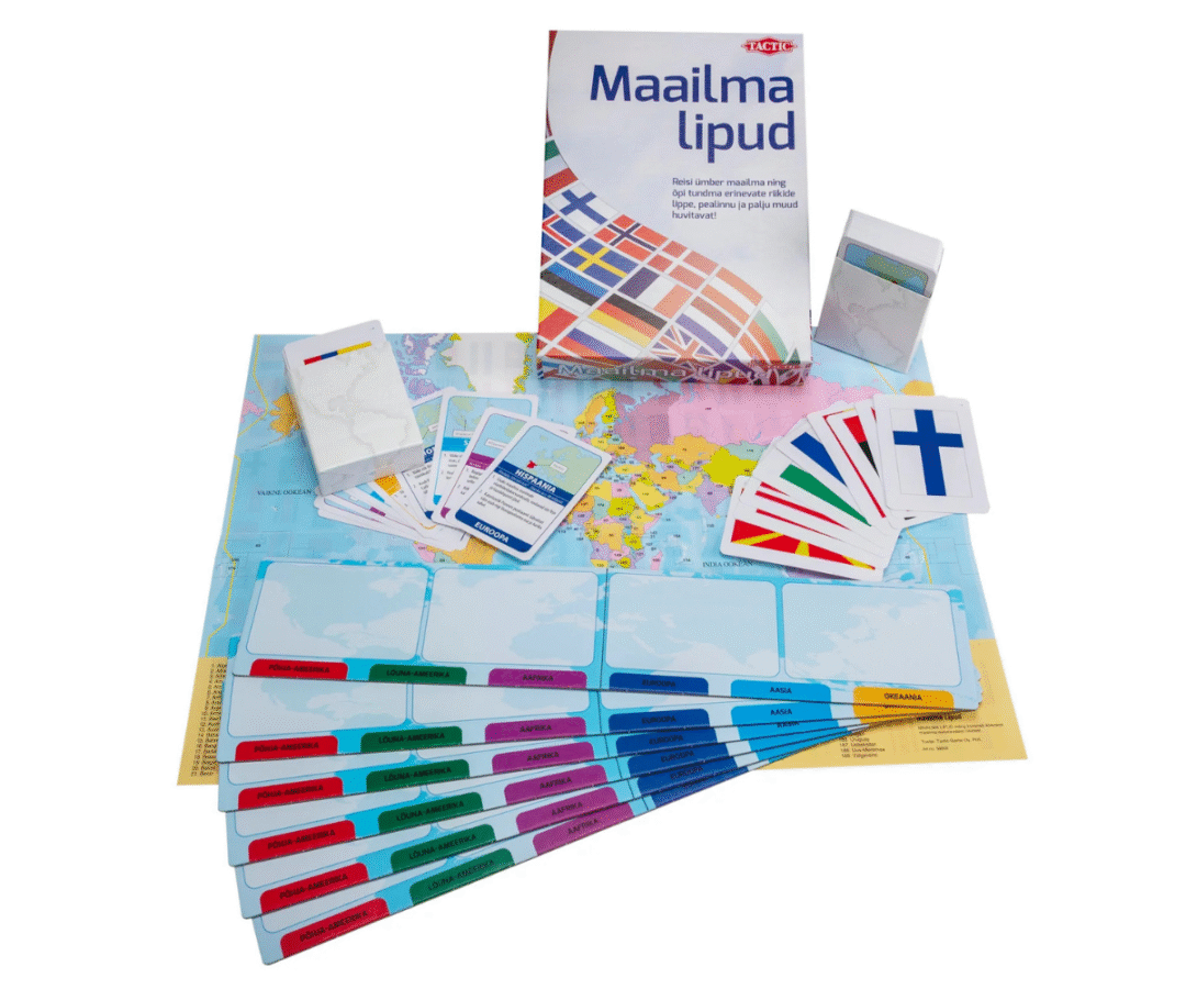 Maailma lipud mängukaardid ja maailmakaart – lõbus viis geograafiat õppida