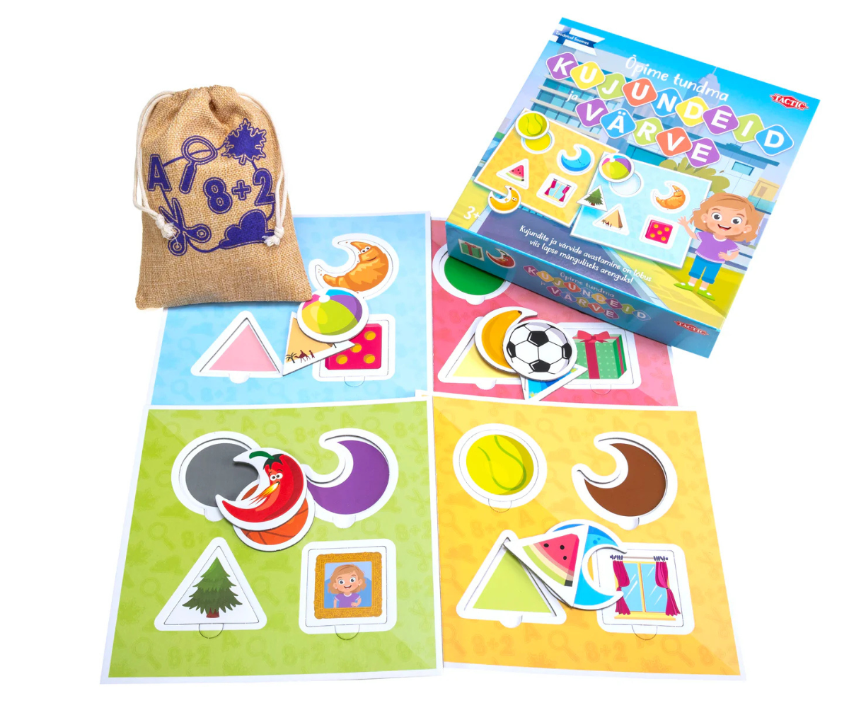 Tactic mängukomplekt – 4 mängulauda, kujundiplaadid ja kotike laual