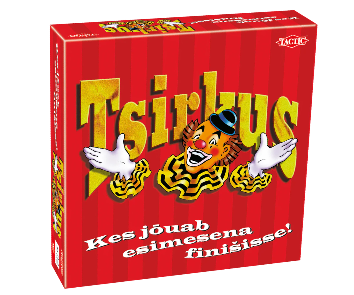 Tactic lauamäng Tsirkus – värviline mängulaud ja rõõmsad mängunupud tsirkuse teemal