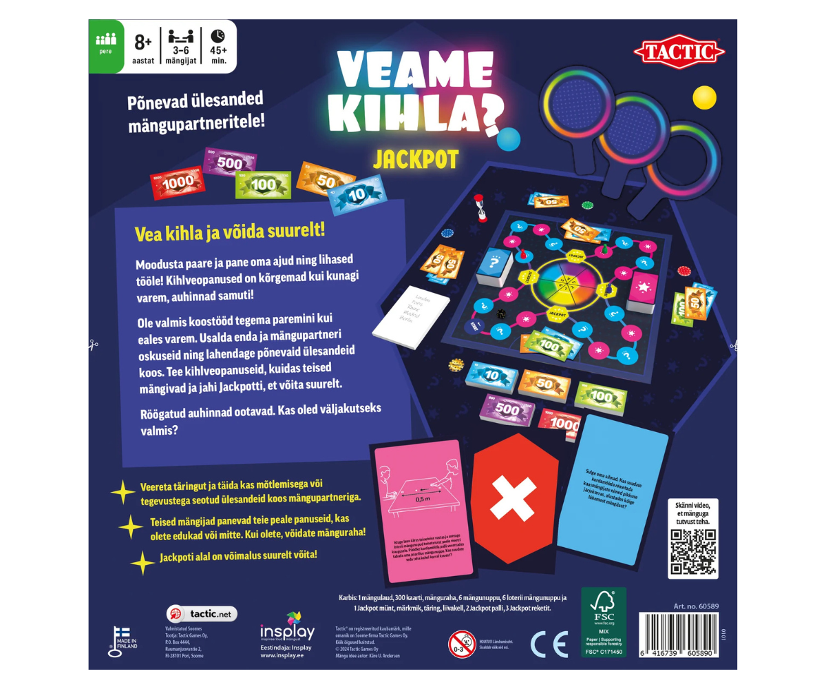 Jackpoti münt ja mängukomplekti detailid – Tactic Veame kihla? Jackpot