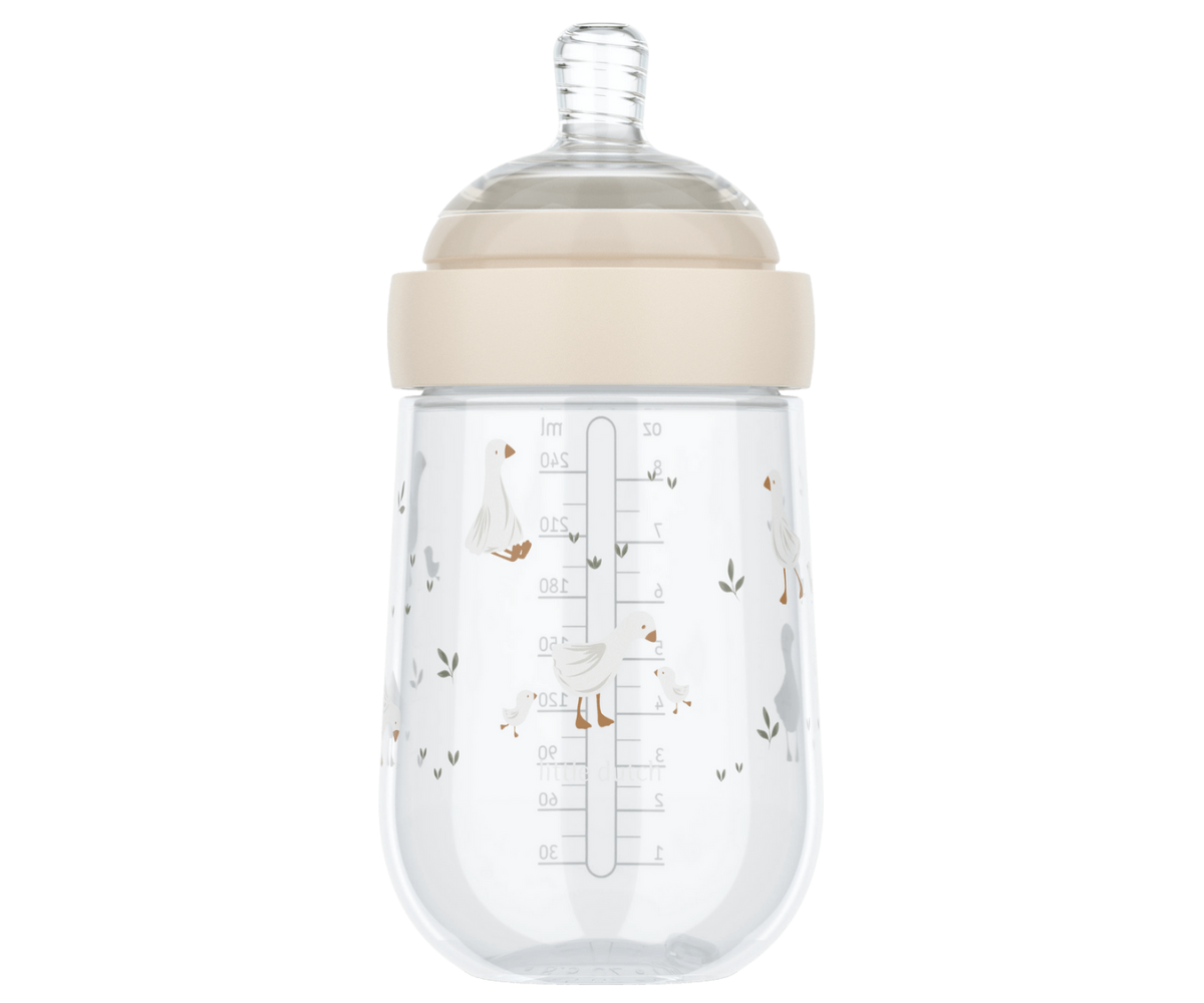 Lutipudel 240ml Little Goose – Little Dutch Läbipaistev kaitsekorgiga lutipudel – ohutu ja lekkekindel disain