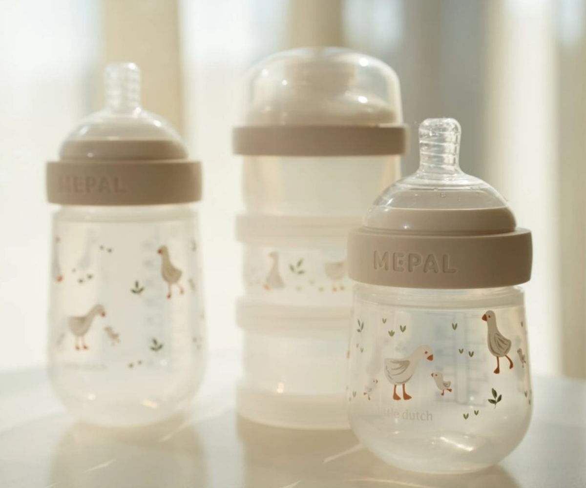 Lutipudelite stardikomplekt Little Goose - Little Dutch 165 ml ja 240 ml lutipudelid rohelise hanemustriga Little Goose kollektsioonist