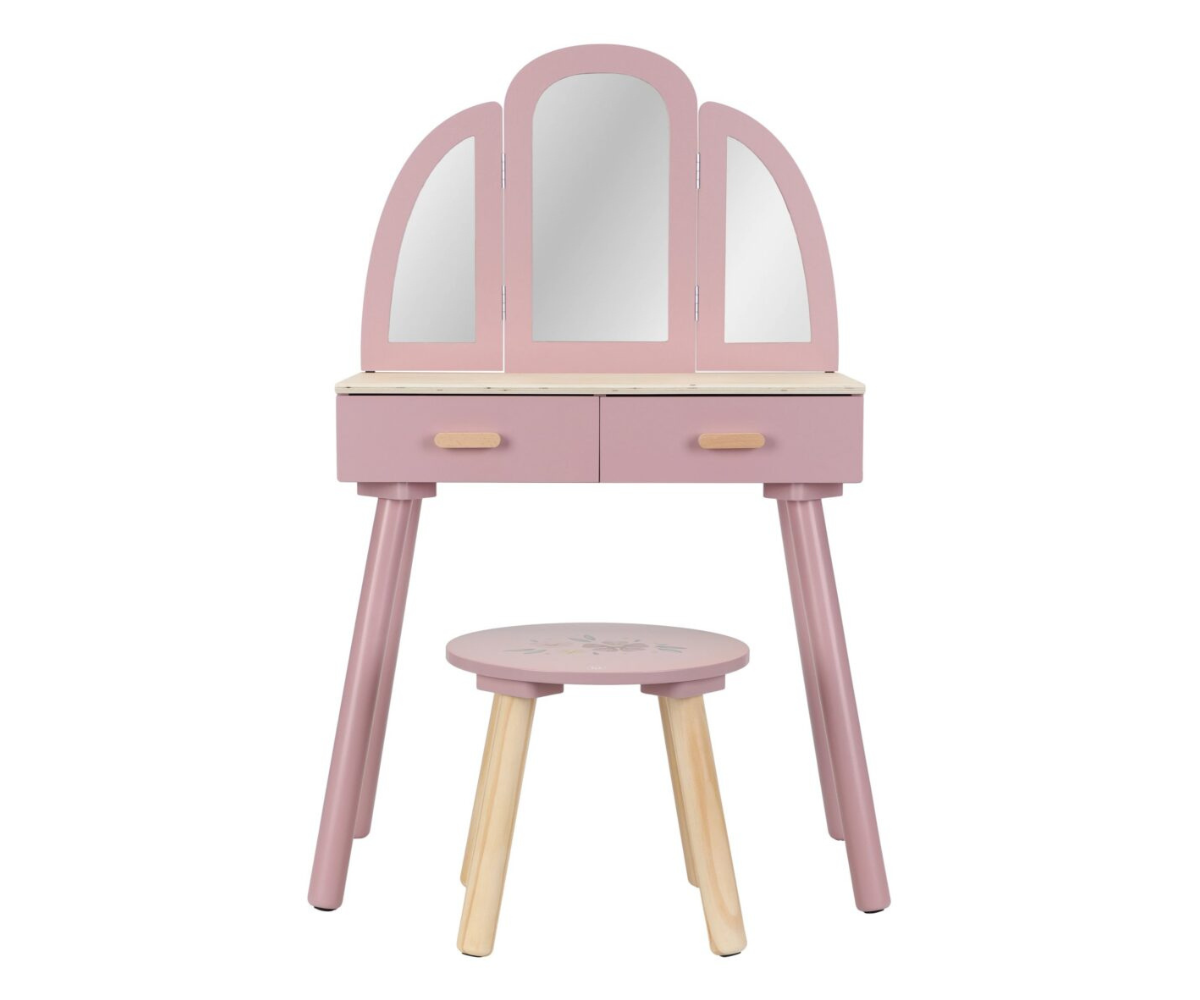 Roosa FSC puidust meigilaud lastele Little Dutch