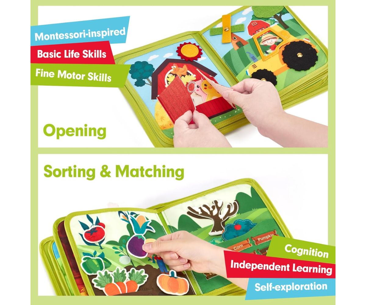 Montessori sensoorne hariv 3D tegevusraamat Talu (1+) Montessori sensoorne hariv 3D tegevusraamat Talu (1+)