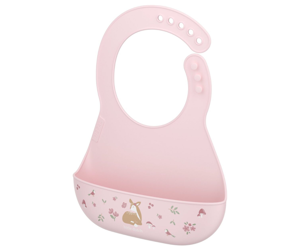 Beebi silikoonpõll taskuga, mis püüab kinni toidutükid ja lonksud