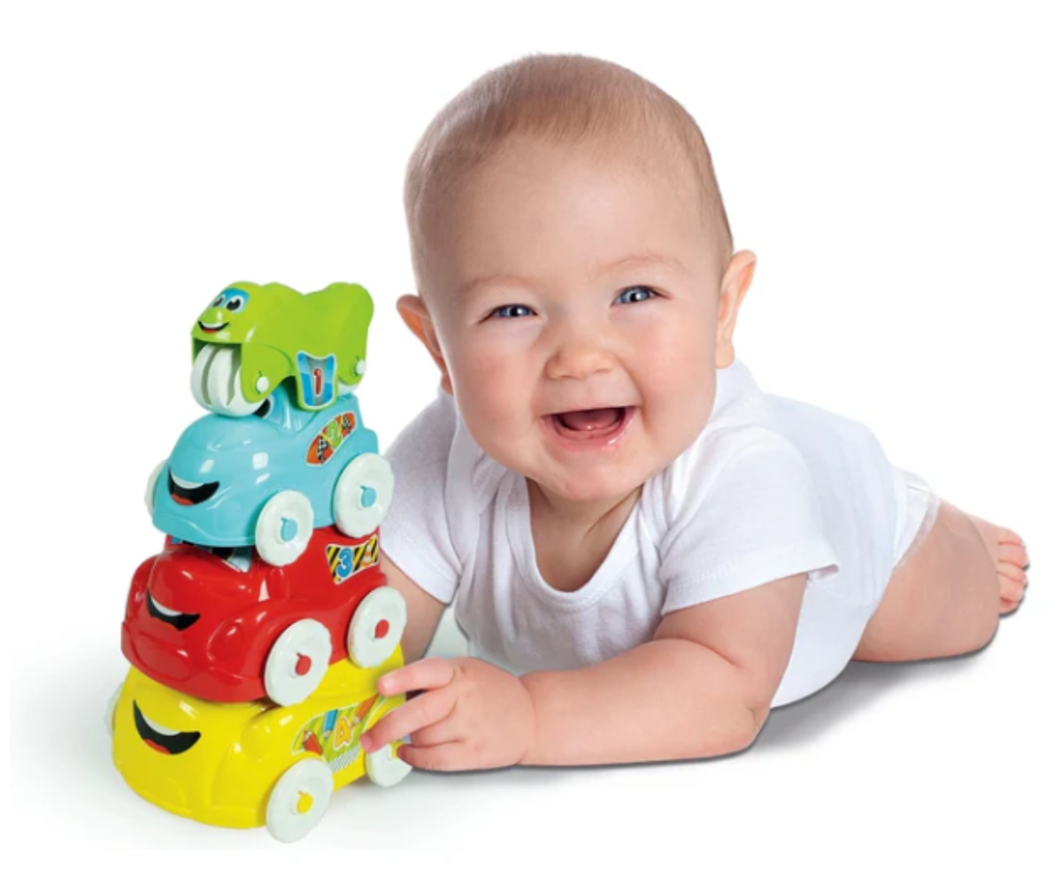 Clementoni Vehicle Tower värvilised autod ja mootorratas lastele