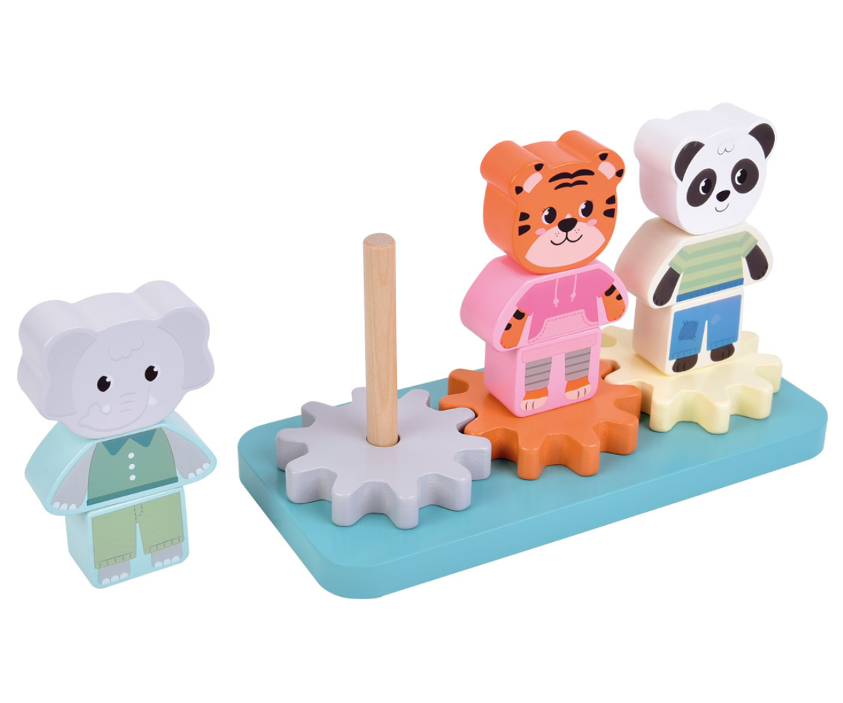 Small Foot virnastamismäng hammasratastega – elevant, tiiger ja panda
