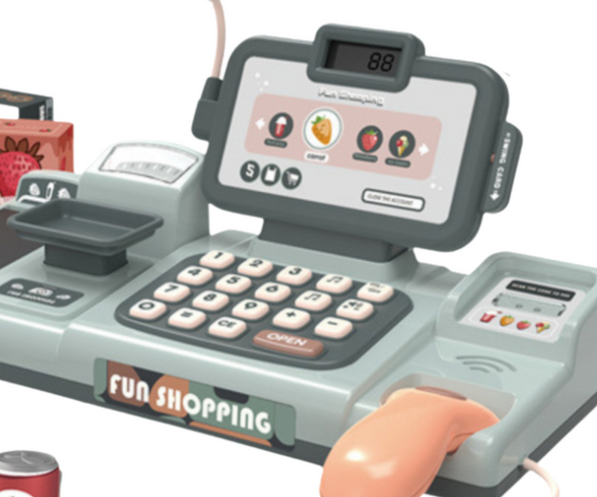 Laste mängukassa mikrofoniga – 25-osaline komplekt koos ekraani ja klaviatuuriga