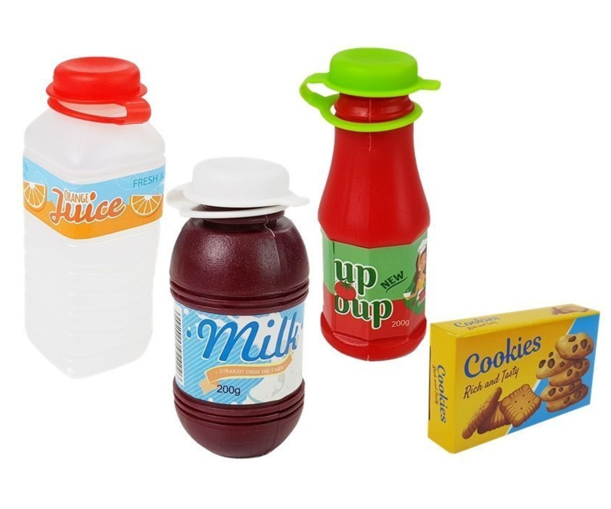 Joogid, sealhulgas mahl, piim ja suupisted, sobivad laste mängukassa kaaluga – sinakasroheline juurde.