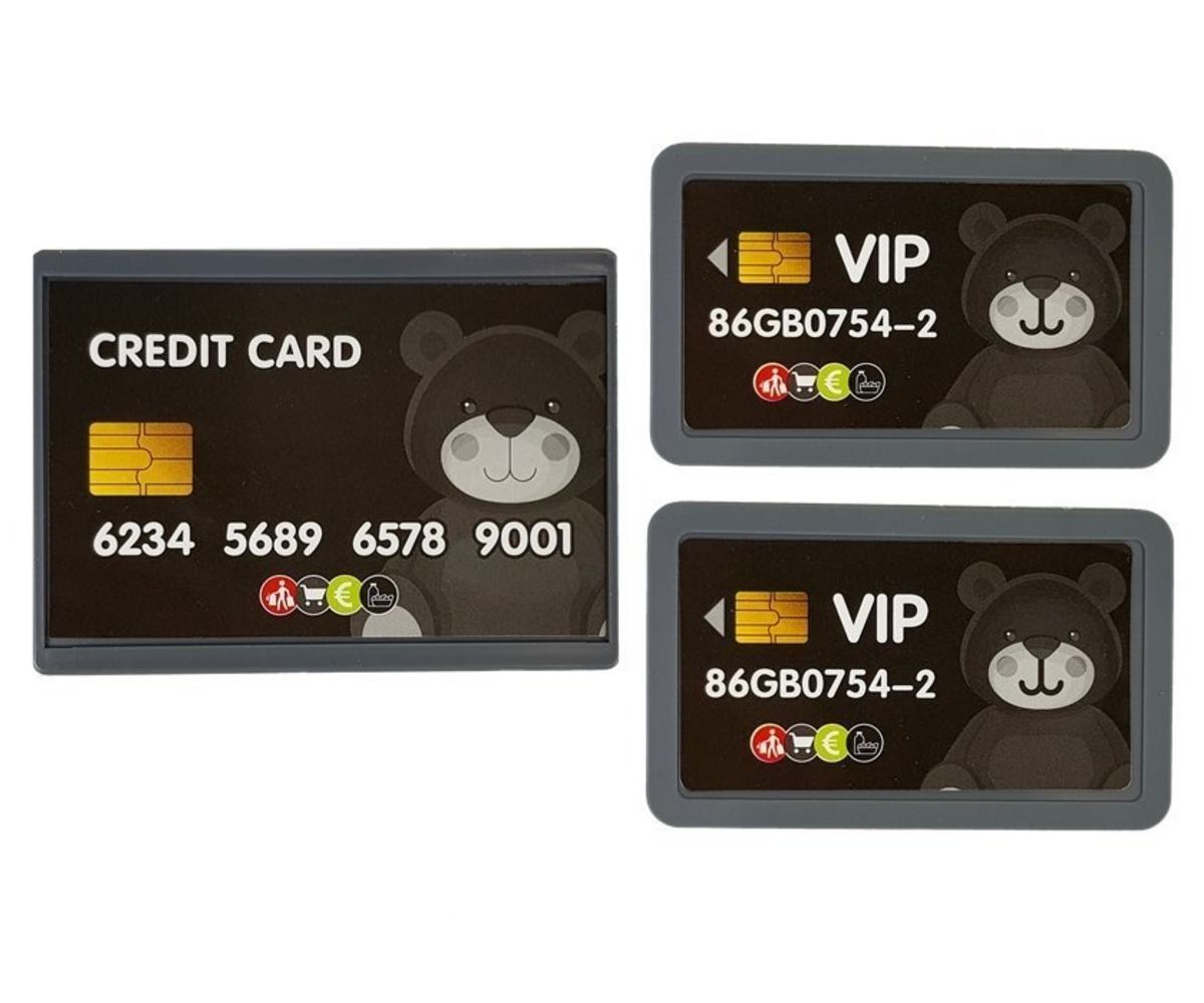 Kreditkaardid, sealhulgas VIP kaardid, mis sobivad mängukassa komplekti – sinakasroheline.