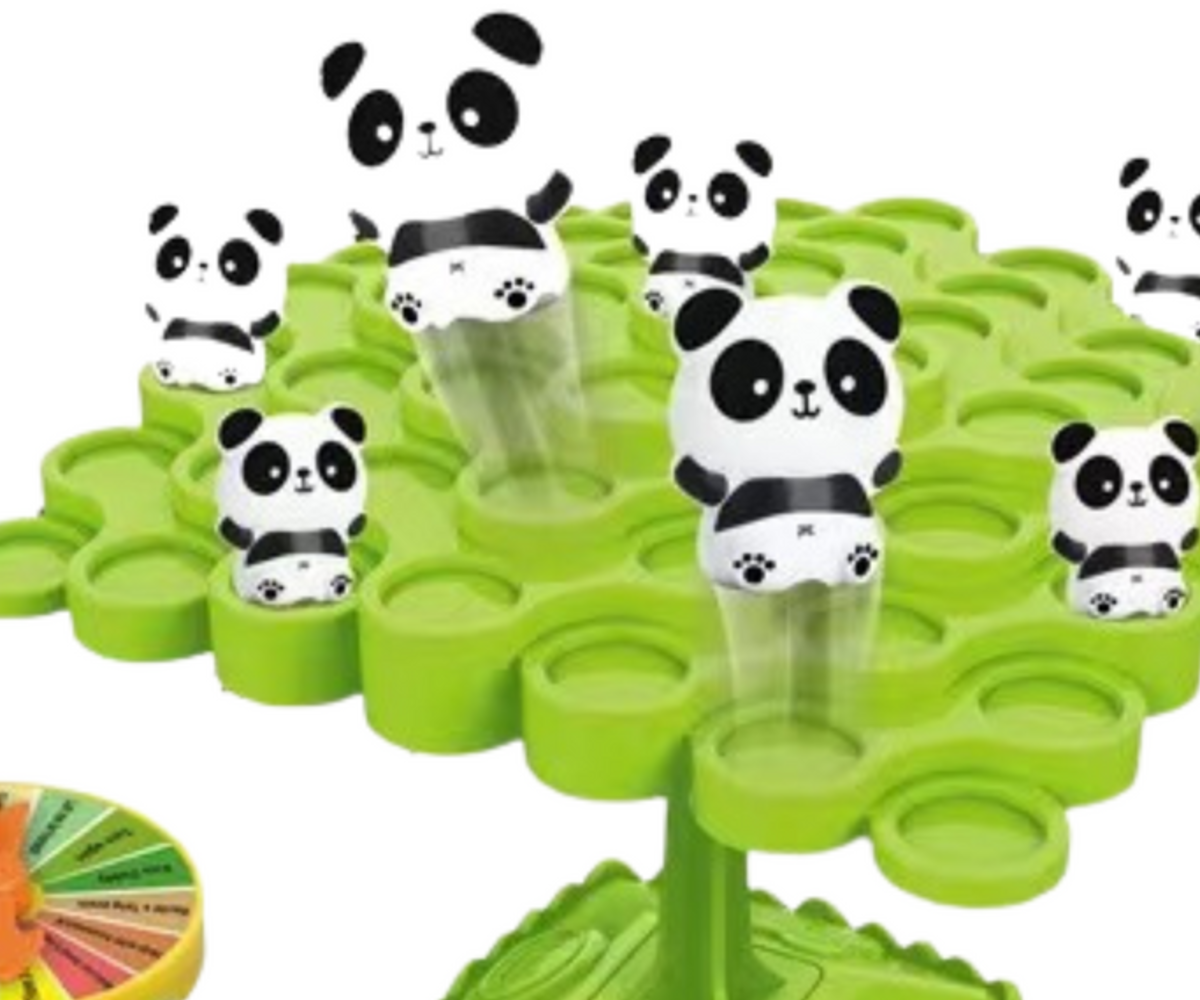 Tutvustus Tasakaalumäng Pandad – 50-osaline osavusmäng, pandade ja ratta mänguelementidega.