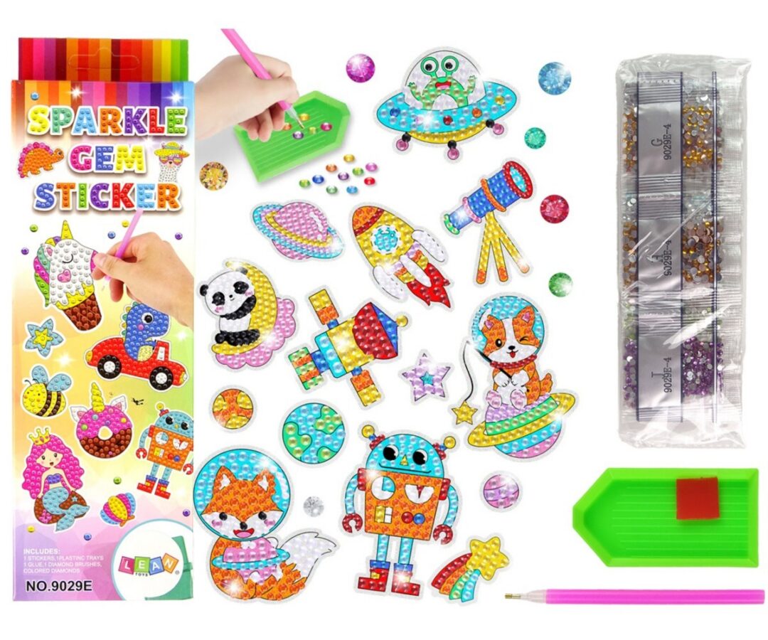 Teemantmosaiigi kleebiste komplekt – Kosmos ja astronaudid - Värvilised kleebised kosmose teemal