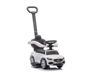 Pealeistutav auto Mercedes 3in1 – valge, suurepärase disainiga ja mugava istekohtaga.