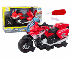 Päästemootorratas DIY tulede ja heliefektidega – punane koos pakendiga