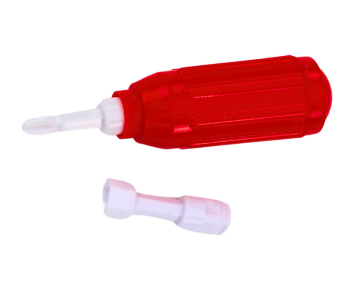 Punane kruvikeeraja ja valge tööriist Päästemootorratas DIY komplekti jaoks