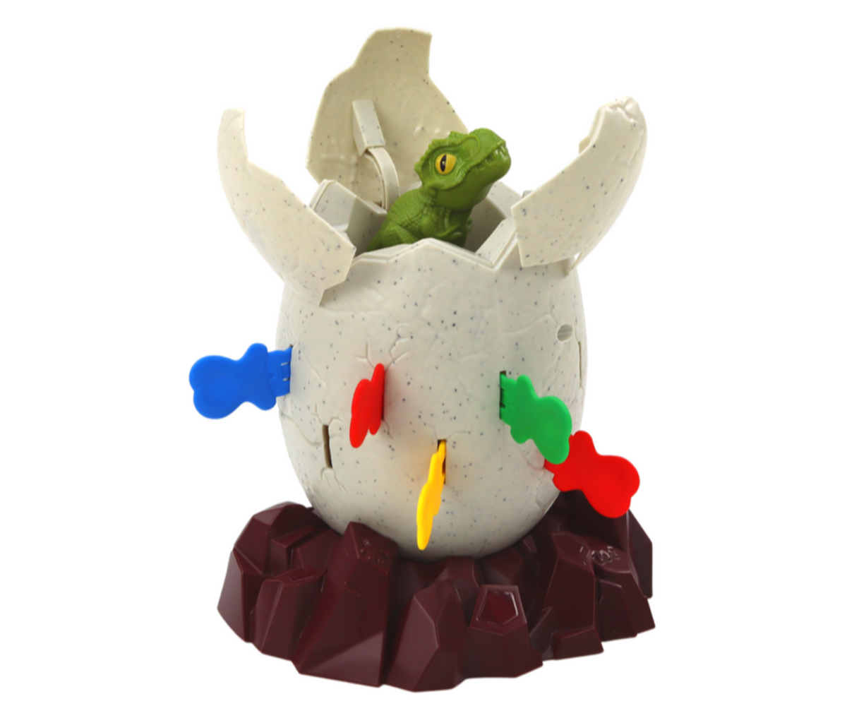 Osavusmäng Dinosaurus – munast välja, dinosauruse peaga muna, millel on värvilised detailid.