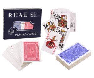 Kaardipakk Real SL – 2 komplekti mängukaarte, sealhulgas punaste ja siniste kaartide komplekt.