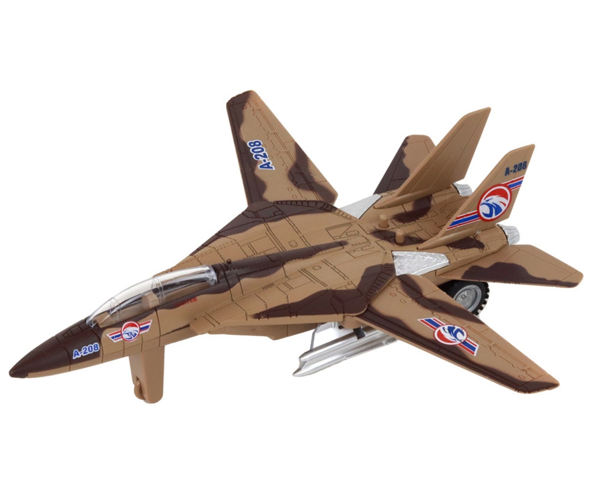 Sõjalennuk helide ja tuledega – Military Fighter pruun mudel detailse disainiga