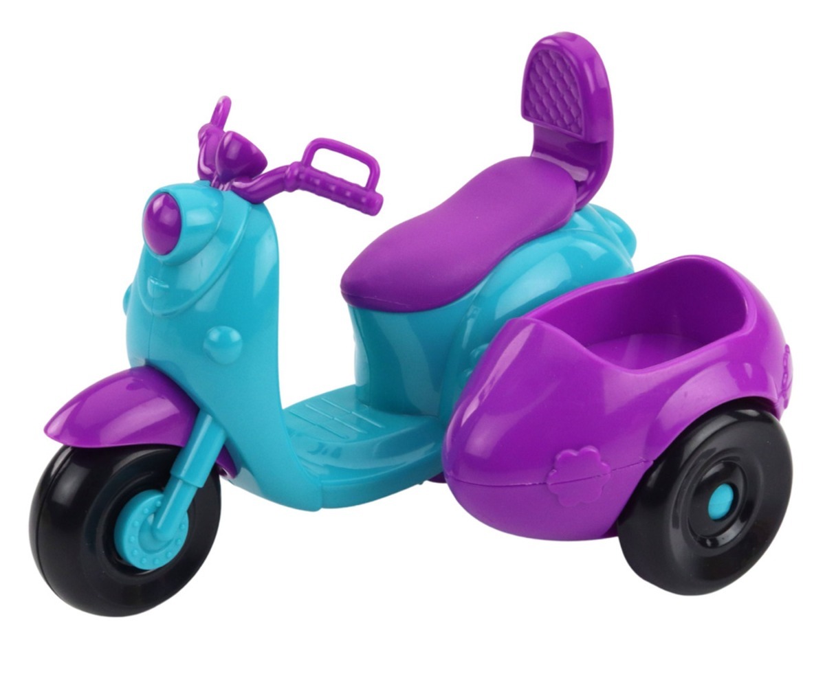 Ankiki nukk 13cm tõukerattal koeraga tõukeratas ilma nukuta, heledad värvid.