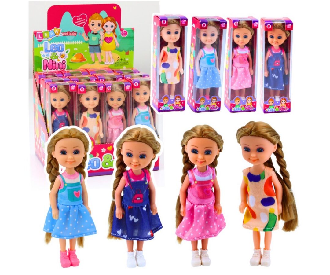 Mini nukk 15cm pikkade juustega – erinevad mudelid, erineva riietusega nukud karbis