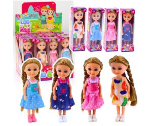 Mini nukk 15cm pikkade juustega – erinevad mudelid, erineva riietusega nukud karbis