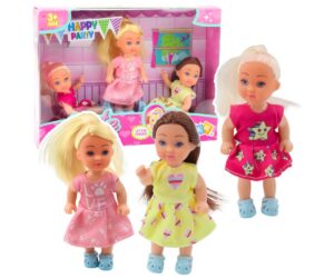 Mini nukkude komplekt 3tk – 11cm, kolm nuku osa erinevates värvides ja kena riietuses