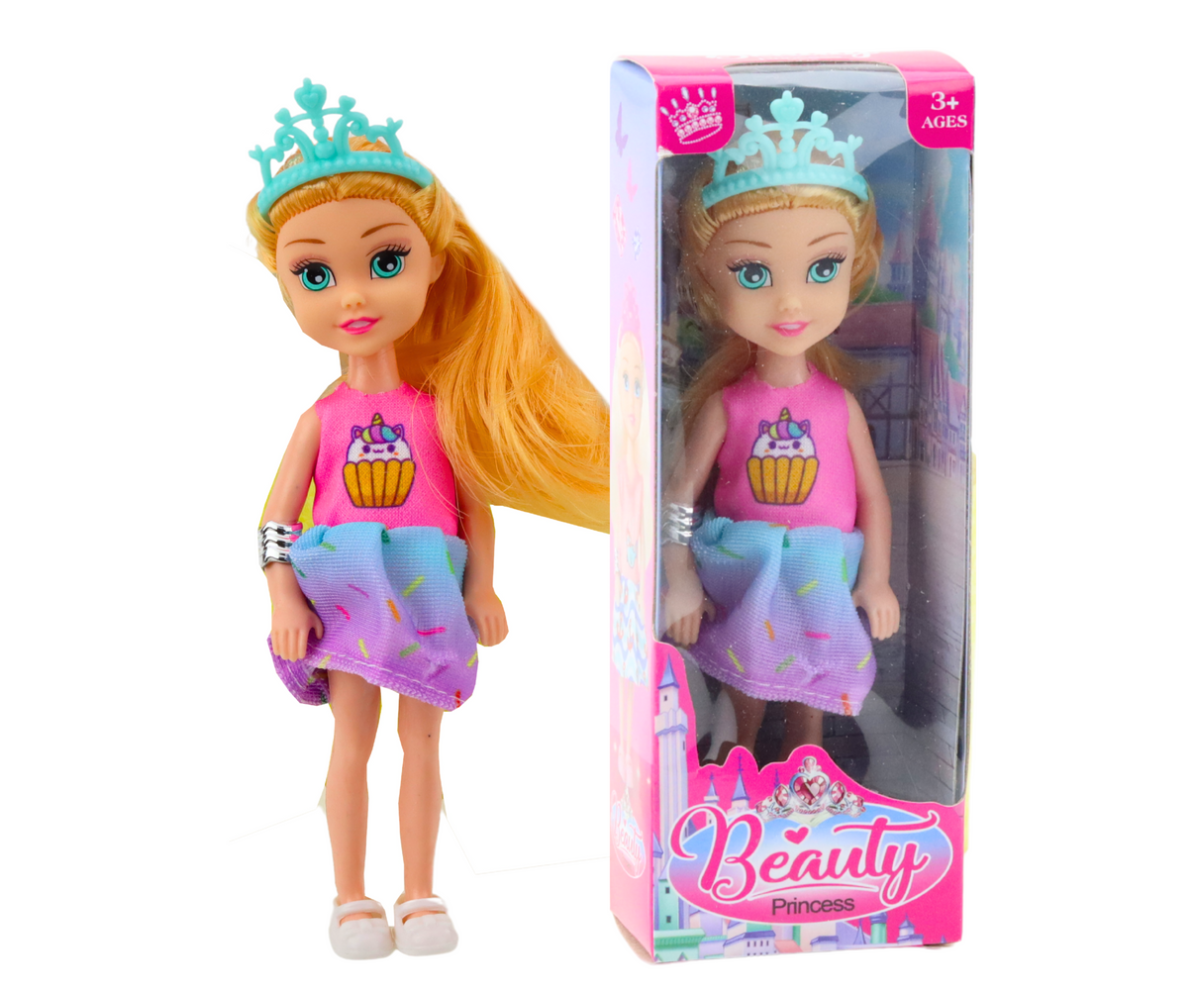 Erinevate värvide ja stiilidega mini printsessinukkude valik rühmana.